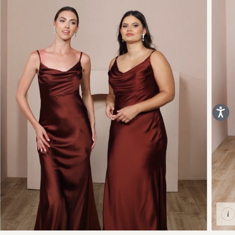 MAROON SATIN BRIDESMAID DRESS